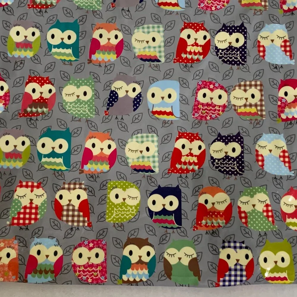 Paperchase Fun Owl Leaves Print Tote Bag Gray Multicolor PVC Shopper ~ 12